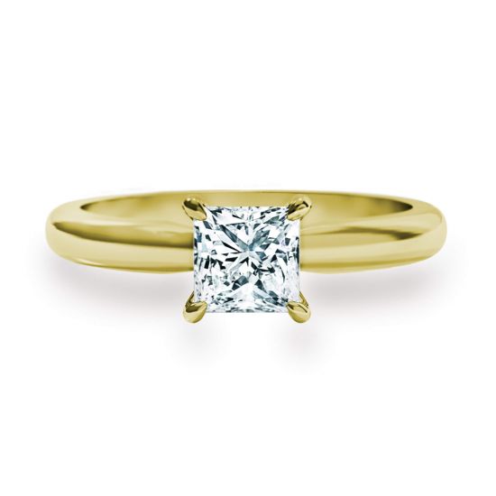 プリンセスカットダイヤモンドの婚約指輪, 画像 1