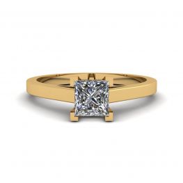 プリンセスカット ダイヤモンド リング (18K イエロー ゴールド)