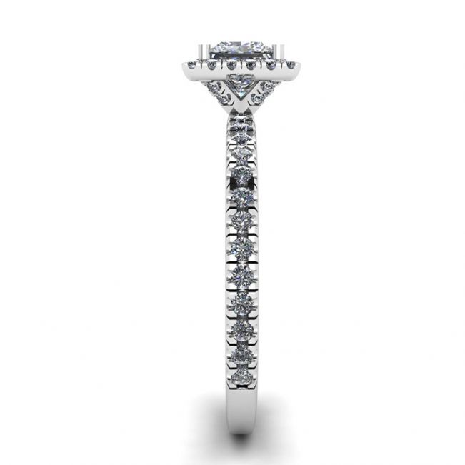 プリンセス カット フローティング ハロー ダイヤモンド エンゲージメント リング - 写真 2