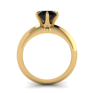 婚約指輪 イエローゴールド 1カラット ブラックダイヤモンド - 写真 1