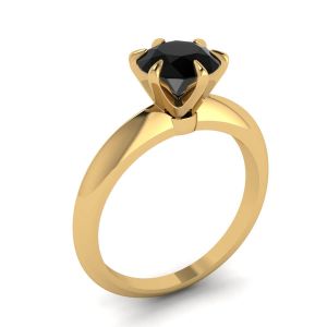 婚約指輪 イエローゴールド 1カラット ブラックダイヤモンド - 写真 3