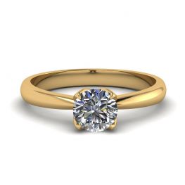 ラウンド ダイヤモンド付きペタル セッティング リング (18K イエロー ゴールド)