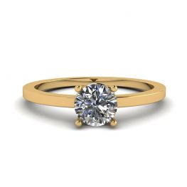 ラウンド ダイヤモンド ソリティア シンプル 18K イエロー ゴールド リング