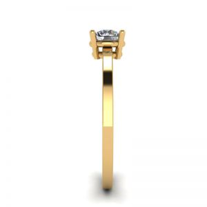 ラウンド ダイヤモンド ソリティア シンプル 18K イエロー ゴールド リング - 写真 2