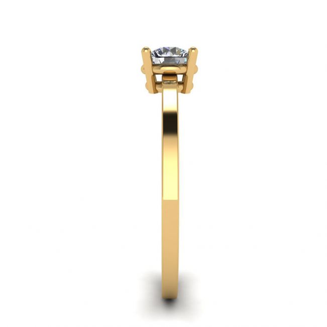 ラウンド ダイヤモンド ソリティア シンプル 18K イエロー ゴールド リング - 写真 2