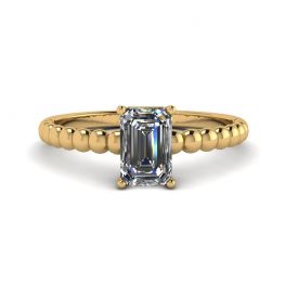 エメラルド カット ダイヤモンド ビアード リング イエロー ゴールド