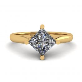 ひし形プリンセス ダイヤモンド ソリティア リング イエロー ゴールド