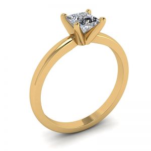プリンセス ダイヤモンドを使用したミックス ゴールド エンゲージメント リング - 写真 3