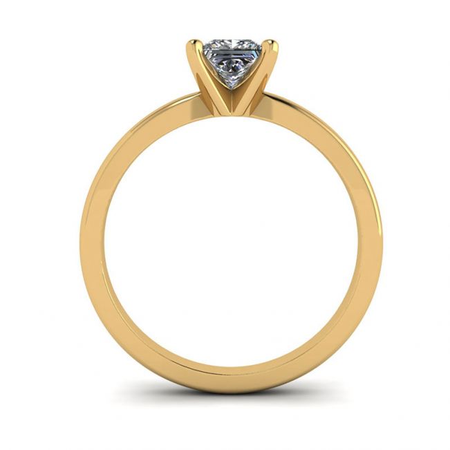 プリンセス ダイヤモンドを使用したミックス ゴールド エンゲージメント リング - 写真 1