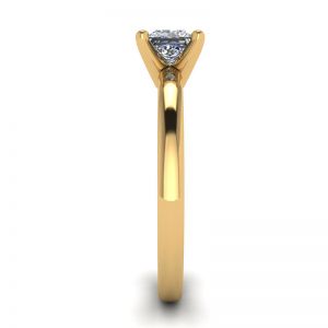 プリンセス ダイヤモンドを使用したミックス ゴールド エンゲージメント リング - 写真 2