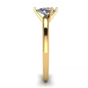 ペアー ダイヤモンド ソリティア リング (6 本爪) イエローゴールド - 写真 2