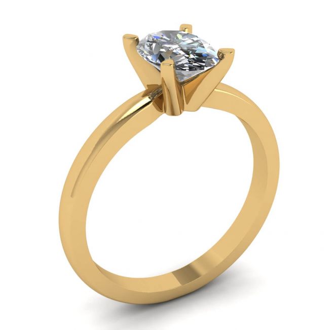 オーバル ダイヤモンド リング (18K イエロー ゴールド) - 写真 3