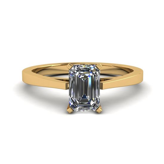 未来的なスタイルのエメラルド カット ダイヤモンド リング (18K イエロー ゴールド), 画像 1