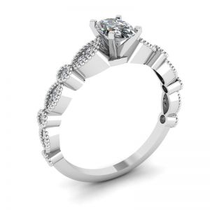 オーバル ダイヤモンド ロマンティック スタイル リング ホワイトゴールド - 写真 3