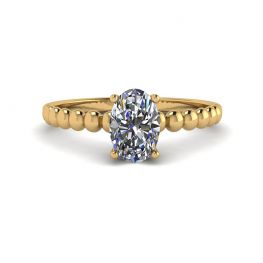 オーバル ダイヤモンド ビーズ 18K イエロー ゴールド リング
