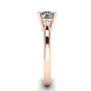 ローズゴールドのダイヤモンド 1 個付きクラシック ダイヤモンド リング - 写真 2