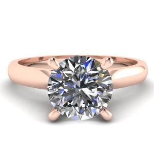 ローズゴールドのダイヤモンド 1 個付きクラシック ダイヤモンド リング