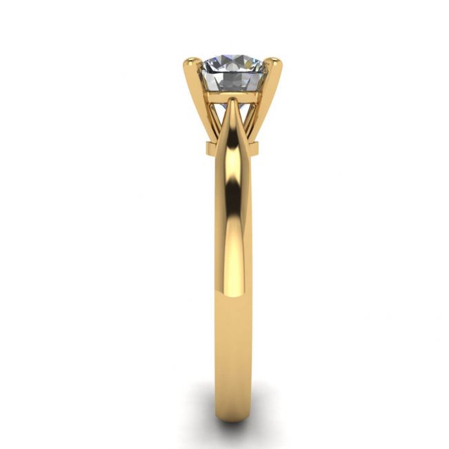 イエローゴールドのダイヤモンド 1 個付きクラシック ダイヤモンド リング - 写真 2