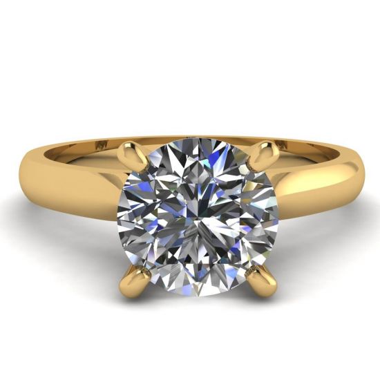 イエローゴールドのダイヤモンド 1 個付きクラシック ダイヤモンド リング, 画像 1