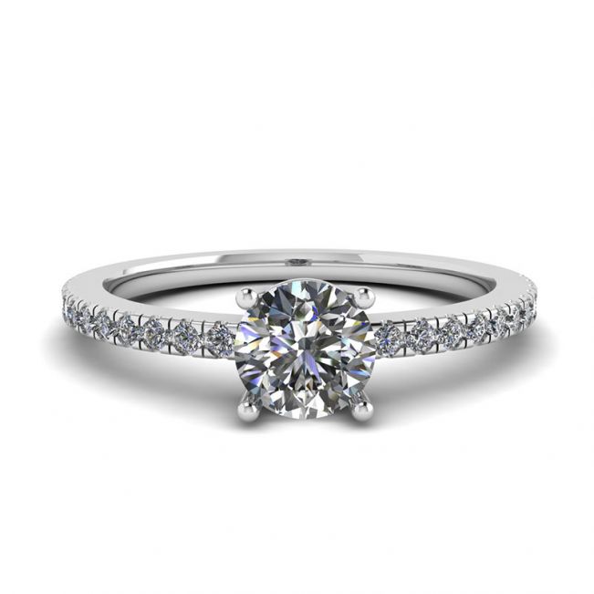 ホワイト ダイヤモンド サイド パヴェ リング 18K ホワイト ゴールド