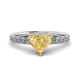 ハート イエロー ダイヤモンド 0.5ct サイド パヴェ リング