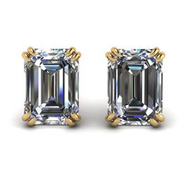 エメラルド カット ダイヤモンド スタッド ピアス イエロー ゴールド