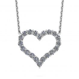 ダイヤモンド ハート ネックレス (18K ホワイト ゴールド)
